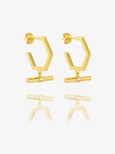 Load image into Gallery viewer, T-Bar Hexagon Hoops, Gold
