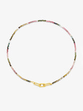 Load image into Gallery viewer, Watermelon Tourmaline Bead Necklace, Gold
