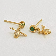 Load image into Gallery viewer, Earth Day Bee Earrings, Gold
