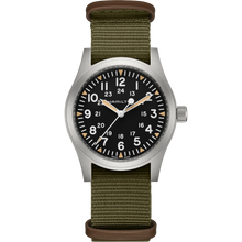 Load image into Gallery viewer, Khaki Field Mechanical 42mm, Black Dial &amp; Green Nato Strap
