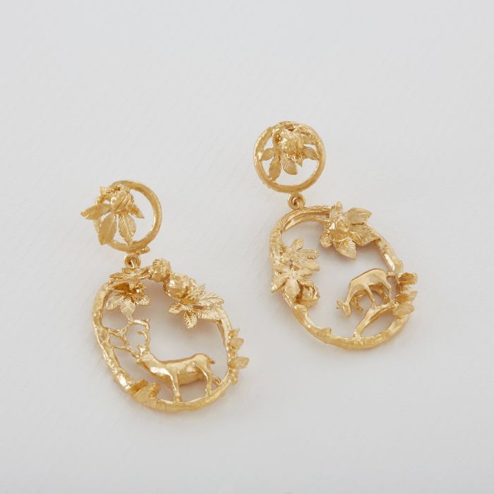 Doe & Stag Oval Loop Drop Earrings, Gold