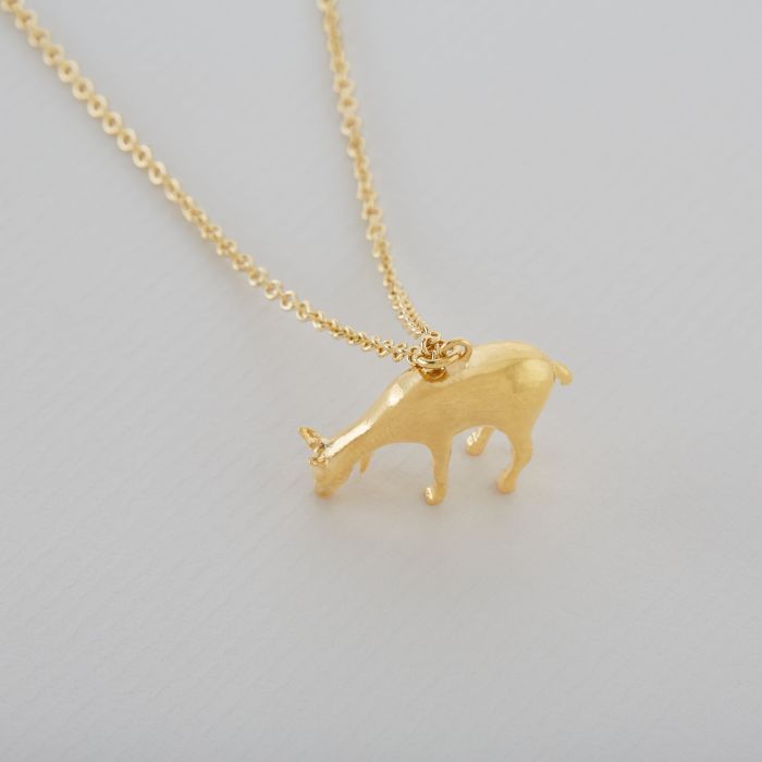 Grazing Doe Necklace, Gold