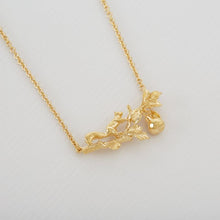 Load image into Gallery viewer, Scampering Squirrel Inline Branch Necklace, Gold
