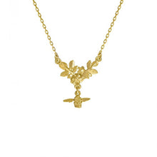 Load image into Gallery viewer, Floral Cluster Necklace with Bee Drop, 18ct Gold
