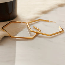 Load image into Gallery viewer, Hexagon Hoops Oversized, Gold
