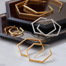 Load image into Gallery viewer, Hexagon Hoops Large, Gold
