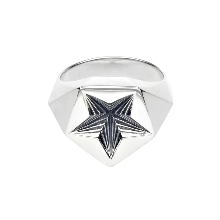 Arc Star Signet Ring, Silver