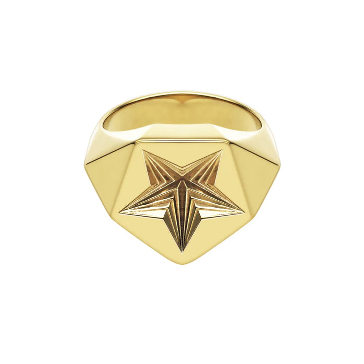 Arc Star Signet Ring, Yellow Gold Vermeil