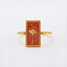 Load image into Gallery viewer, Tiny Friends Flamingo Cameo Ring, Gold
