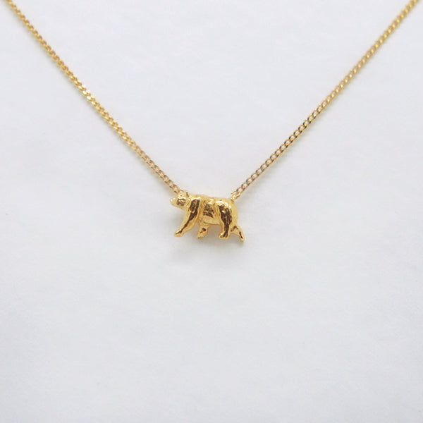 Tiny Friends Bear Necklace, Gold