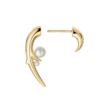 Load image into Gallery viewer, Hooked Pearl Earrings, Yellow Gold Vermeil

