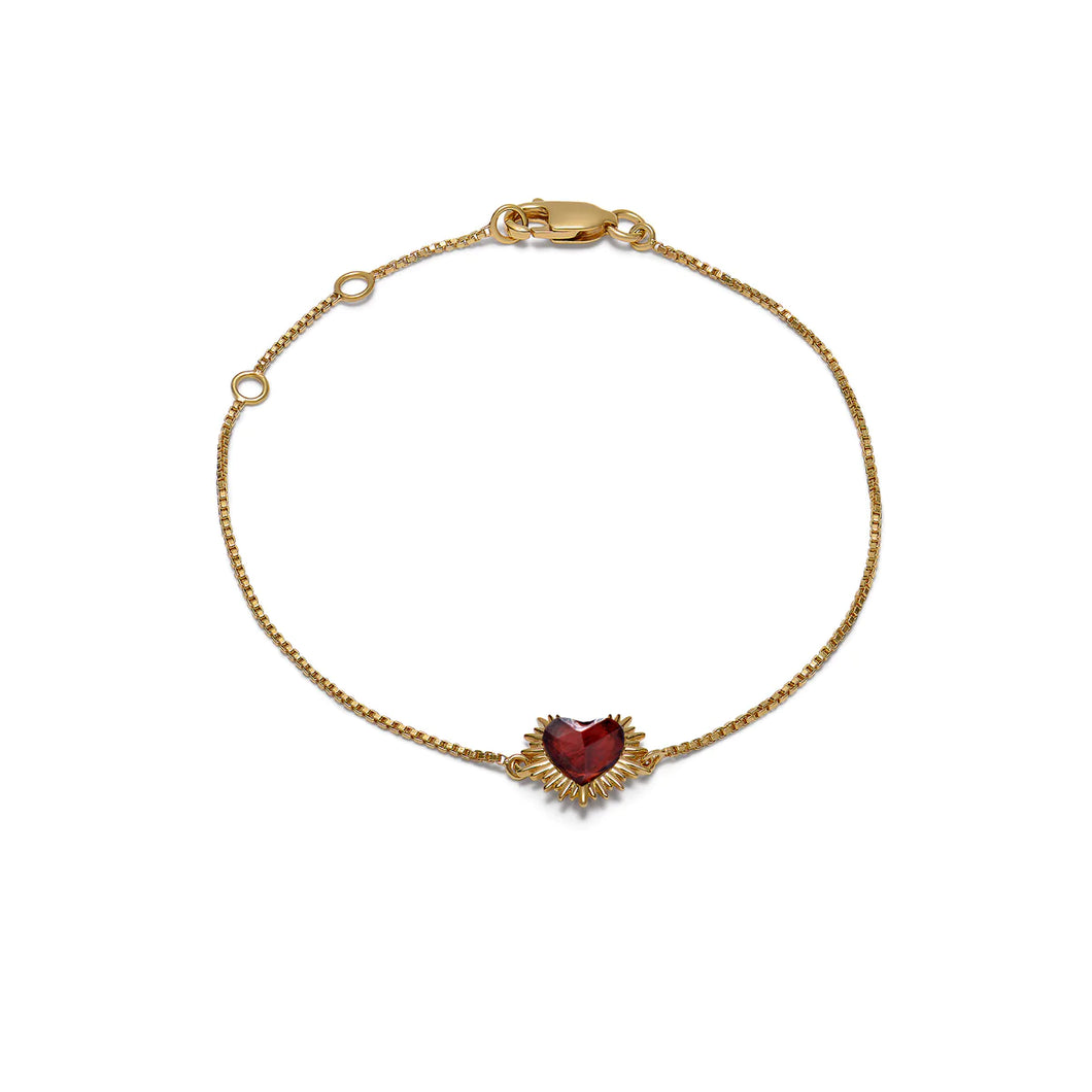 Electric Love Garnet Heart Bracelet, Gold