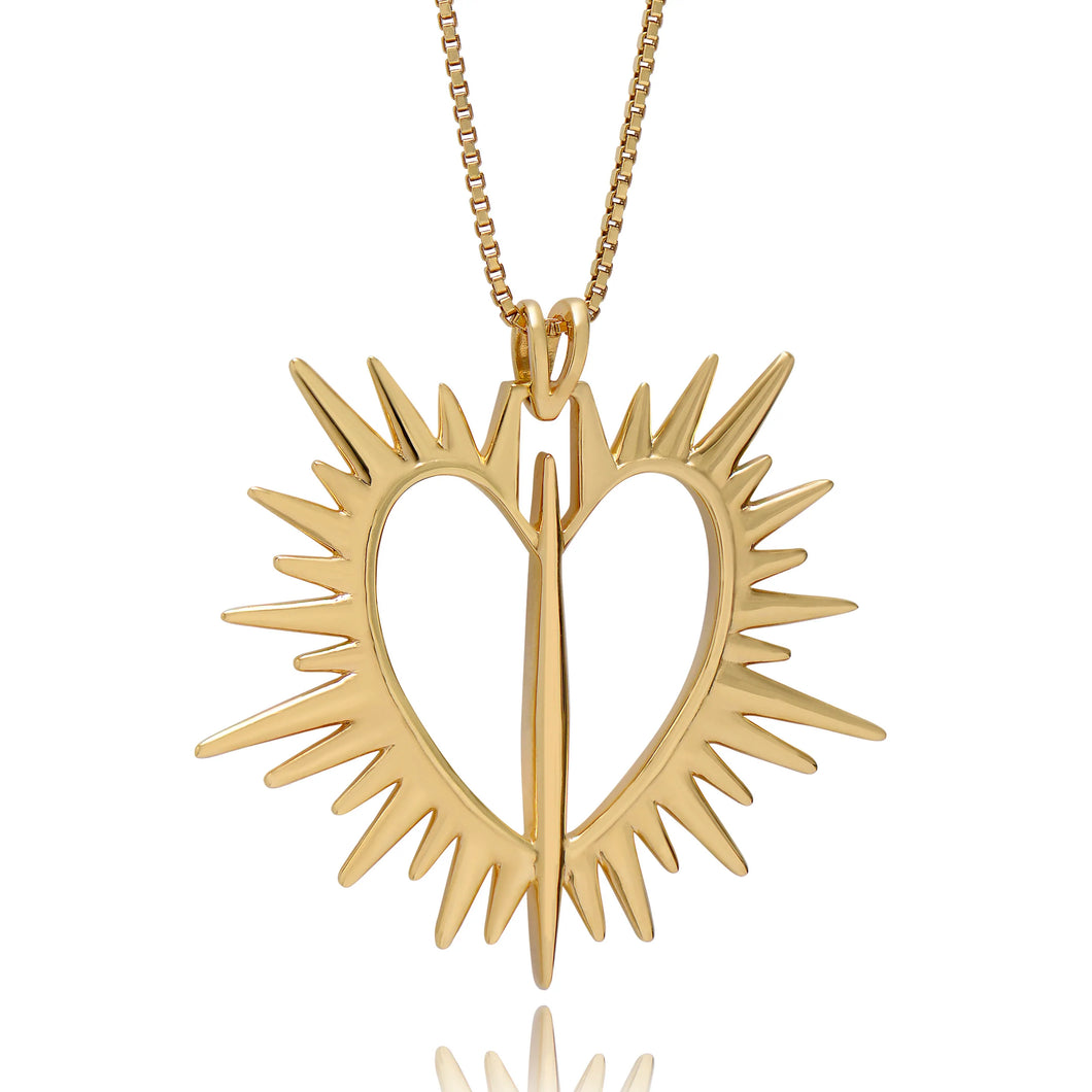 Electric Love Statement Heart Necklace, Gold