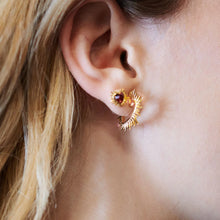 Load image into Gallery viewer, Electric Love Garnet Heart Stud Earrings, Gold
