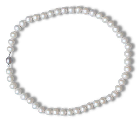 18ct White Gold, Freshwater White Pearl Necklace