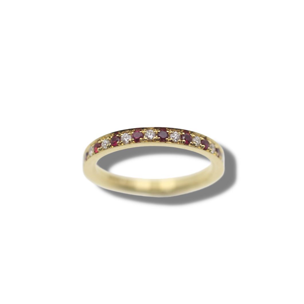 18ct Yellow Gold, 0.30ct Ruby & Diamond Eternity Ring