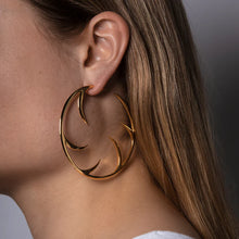 Load image into Gallery viewer, Talon Statement Cat Claw Hoop Earrings, Yellow Gold Vermeil
