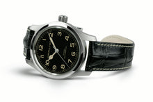 Load image into Gallery viewer, Khaki Field Murph Auto 42mm, Black Dial &amp; Leather Strap
