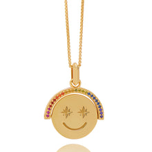 Load image into Gallery viewer, Rainbow Happy Face Spinning Necklace
