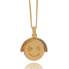 Load image into Gallery viewer, Rainbow Happy Face Spinning Necklace
