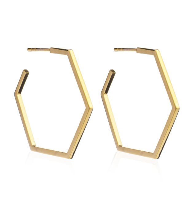 Hexagon Hoops Large, Gold