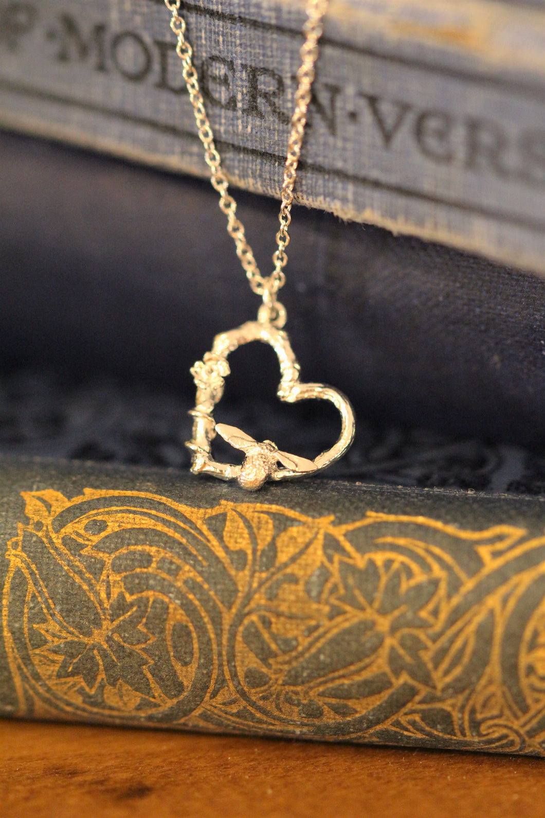 Limited Edition Heart & Bee Necklace, Silver