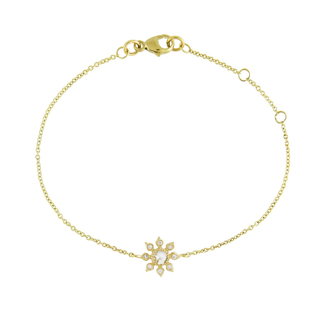 Multi Diamond Flower Bracelet, 18ct Yellow Gold