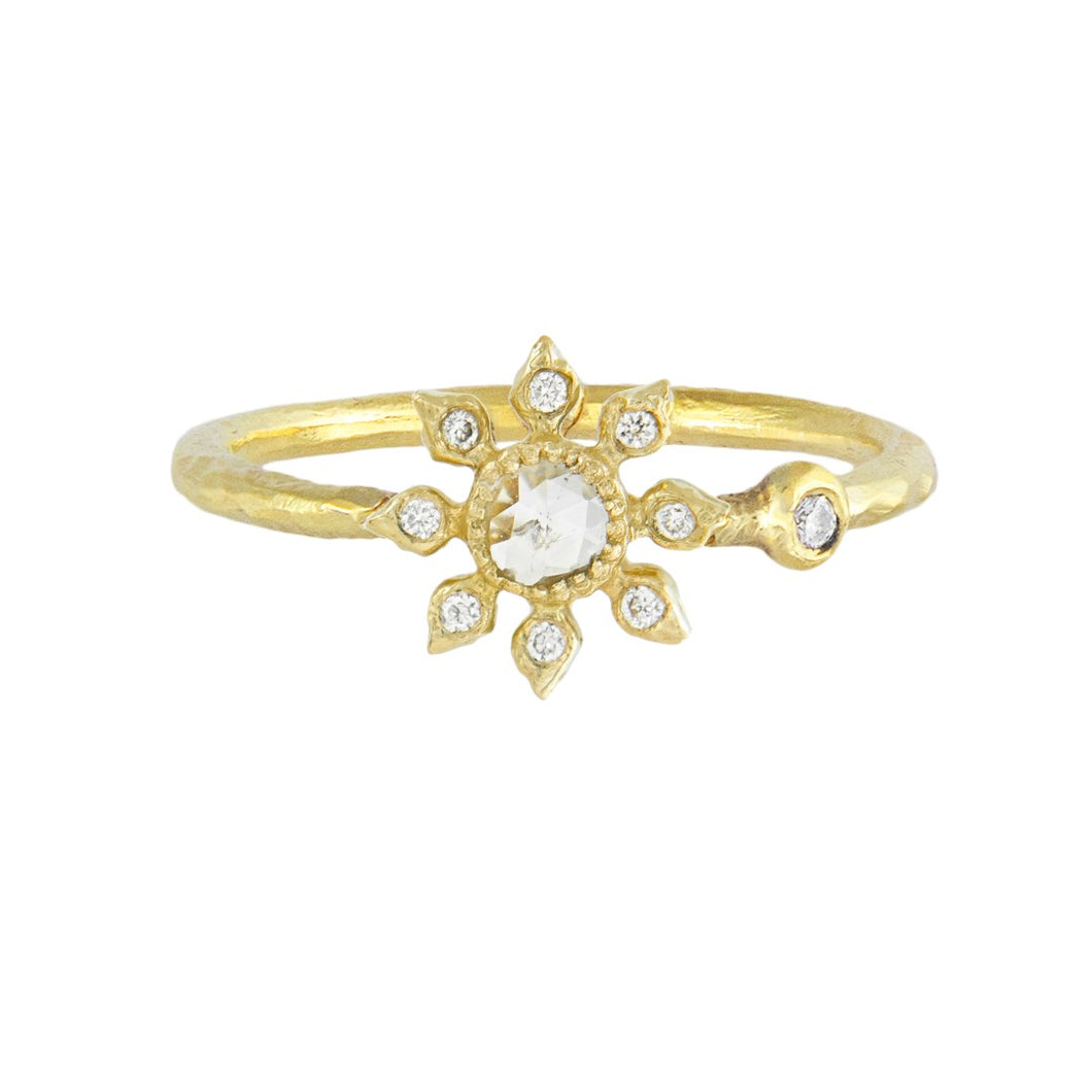 Multi Diamond Flower Ring, 18ct Yellow Gold