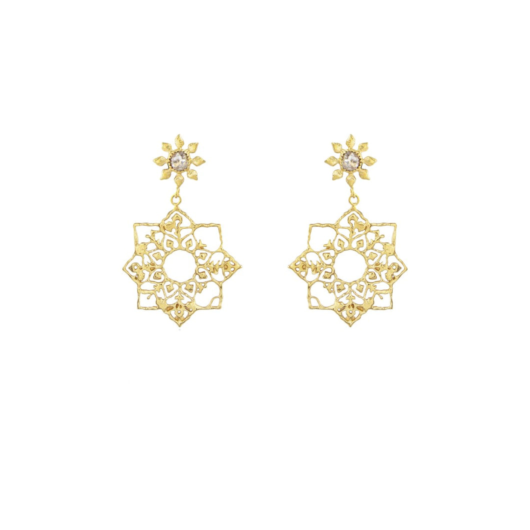 Small Full Bloom Drop Earrings, 9ct Yellow Gold