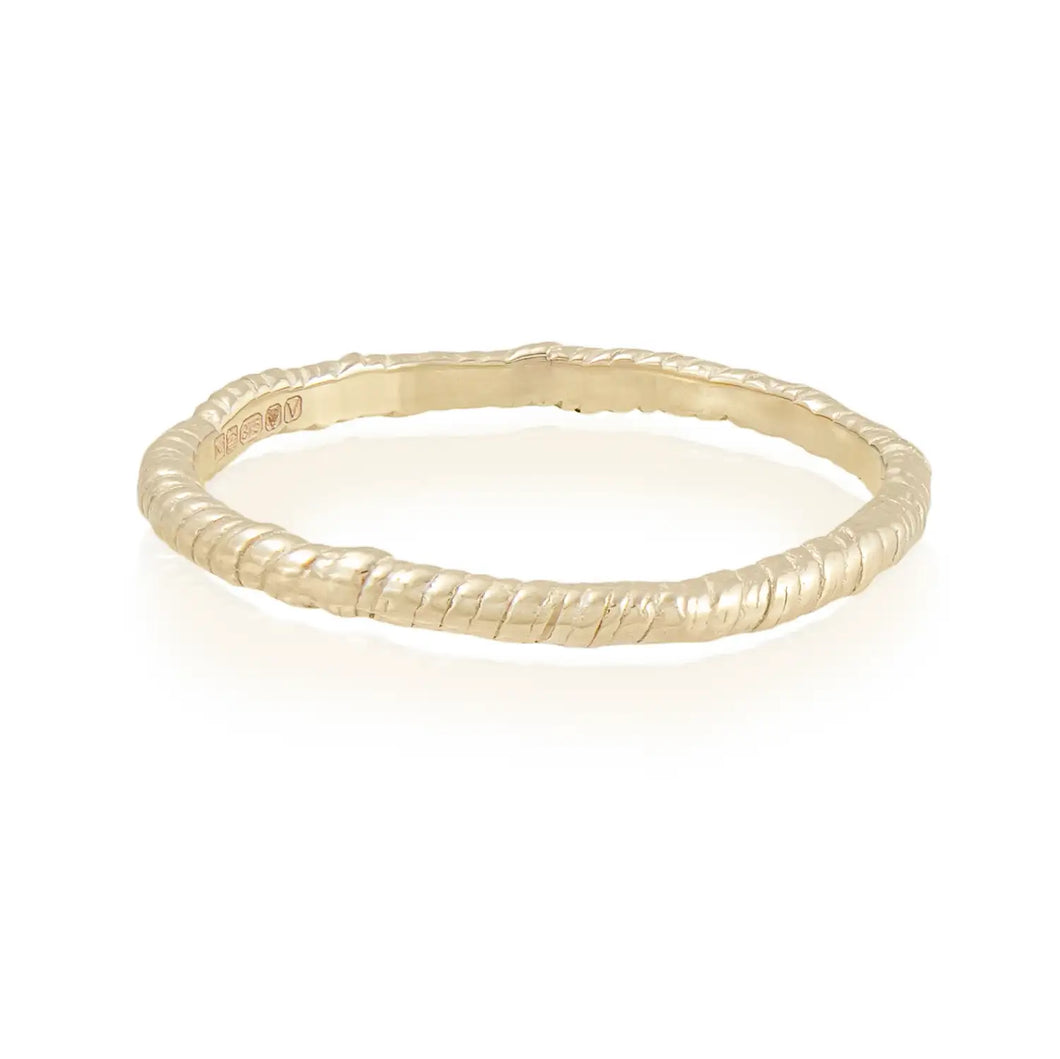 Organic Twisted Ring, 1.5mm, 9ct Yellow Gold