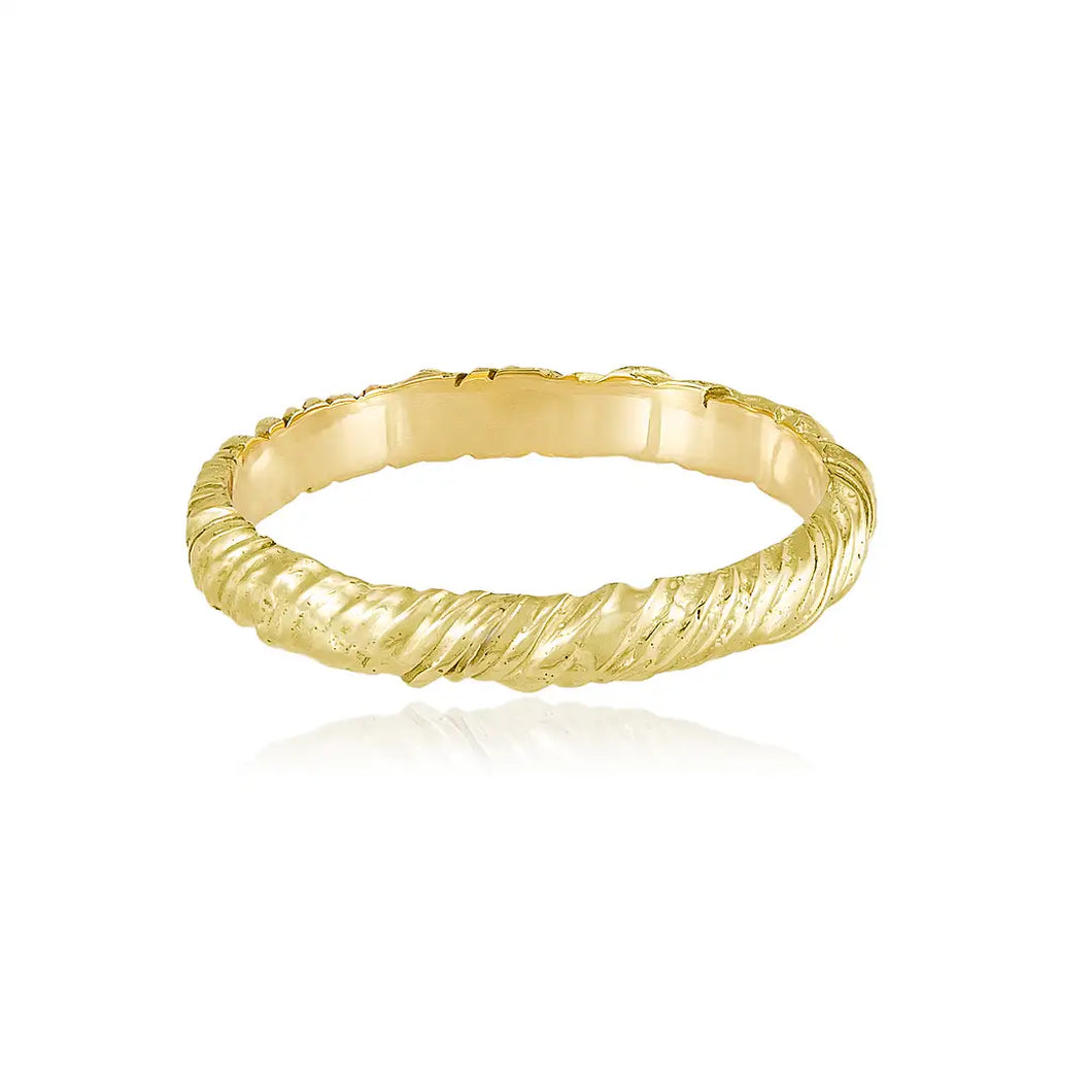 Organic Twisted Ring, 3mm, 9ct Yellow Gold