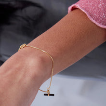 Load image into Gallery viewer, Mini Onyx T-Bar Bracelet,  Gold
