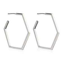 Load image into Gallery viewer, Hexagon Hoops Large, Silver
