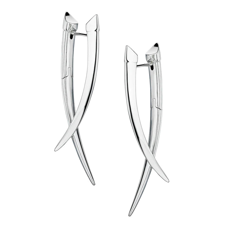 Sabre Crossover Earrings, Silver