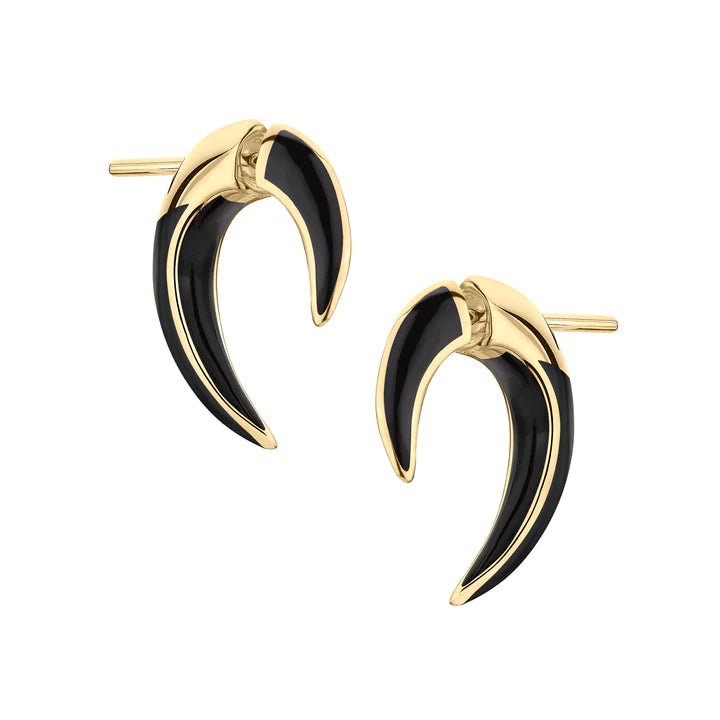 Sabre Deco Talon Earrings, Yellow Gold Vermeil & Ceramic