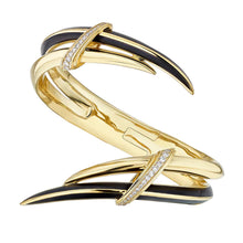 Load image into Gallery viewer, Sabre Deco Statement Cuff, Yellow Gold Vermeil, Ceramic &amp; Diamond
