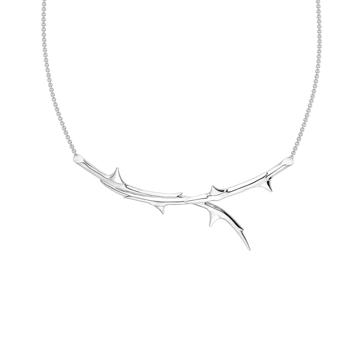 Rose Thorn Horizontal Necklace, Silver