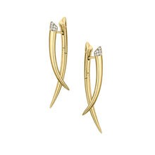 Load image into Gallery viewer, Sabre Crossover Earrings, Yellow Gold Vermeil &amp; Diamond Pavé
