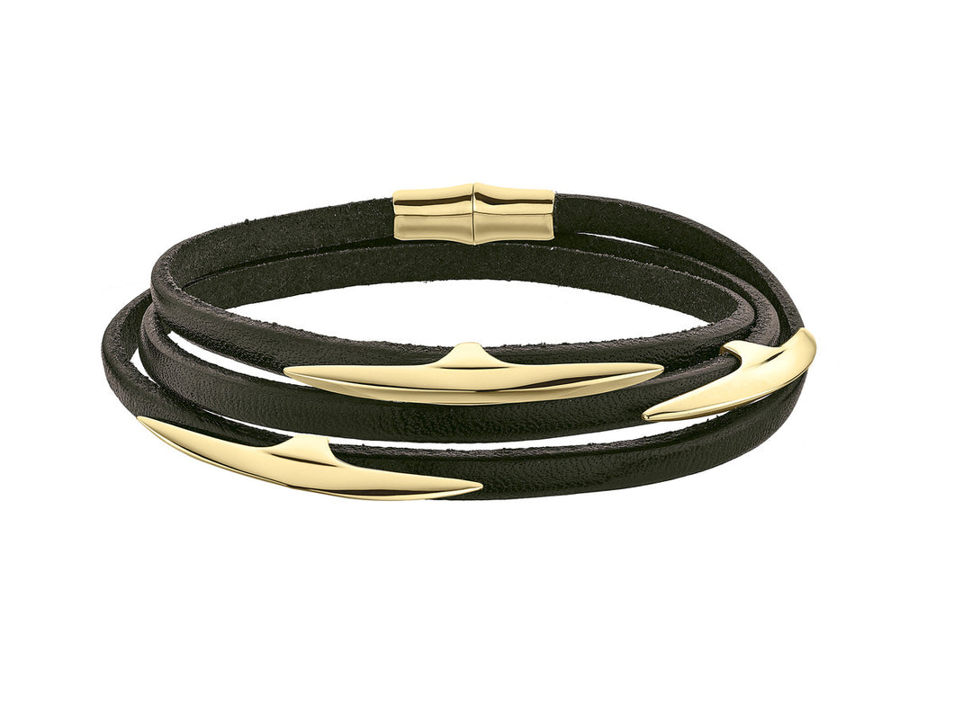 Arc Multi Leather Wrap Bracelet, Yellow Gold Vermeil