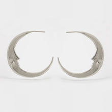 Load image into Gallery viewer, Crescent Moon Hoop Earrings Large, Silver
