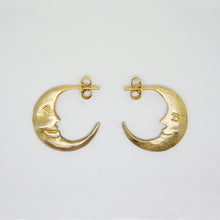 Load image into Gallery viewer, Crescent Moon Hoop Earrings Medium, Gold
