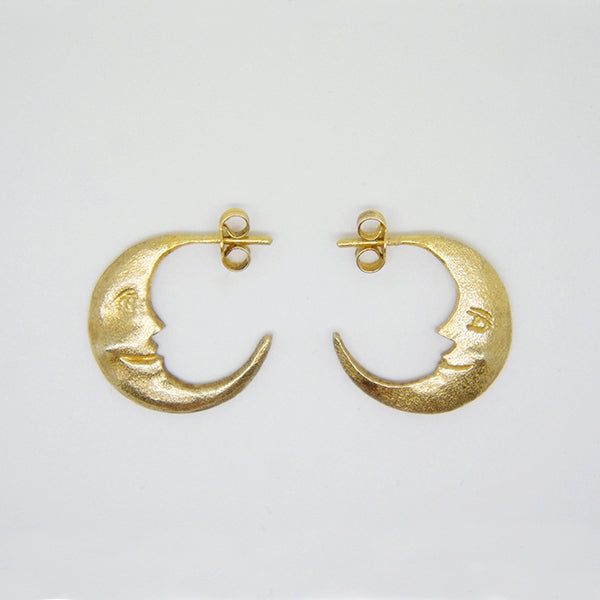 Crescent Moon Hoop Earrings Medium, Gold