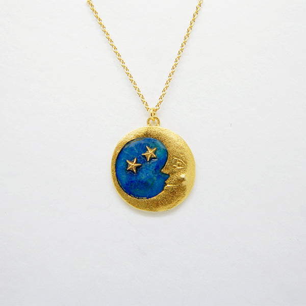 Moon & Star Necklace, Gold