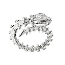 Load image into Gallery viewer, Serpent&#39;s Trace Wrap Ring, Silver &amp; Diamond Pavé
