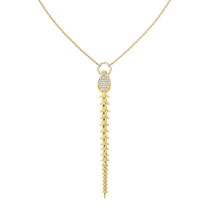Serpent's Trace Drop Pendant, Yellow Gold Vermeil & Diamond Pavé