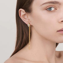 Load image into Gallery viewer, Serpent&#39;s Trace Long Drop Earrings, Yellow Gold Vermeil &amp; Diamond Pavé
