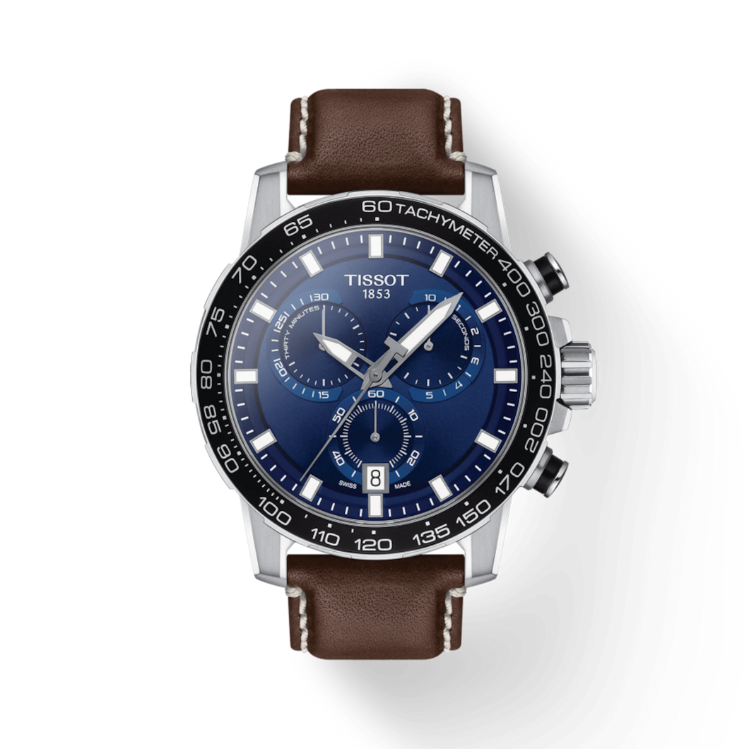 Supersport Chronograph, Blue Dial & Brown Leather Strap
