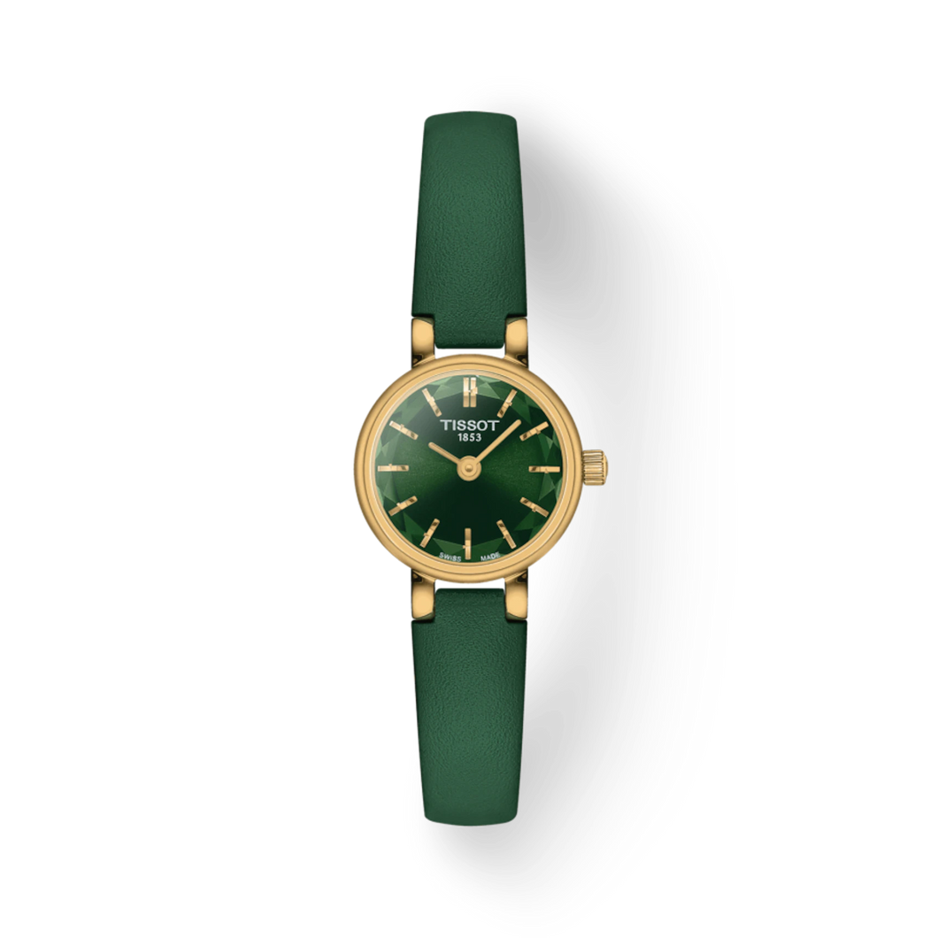 Lovely Round, Gold Case & Green Dial/Leather Trap
