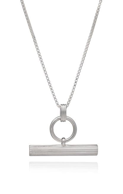 Ridged T-Bar Necklace, Silver