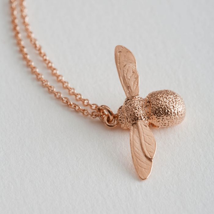Baby Bee Necklace, Red Gold